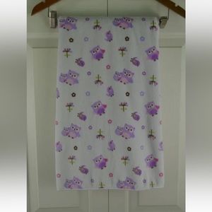 Just Born Purple Owl Baby Blanket White Floral Flower Bird Lovey